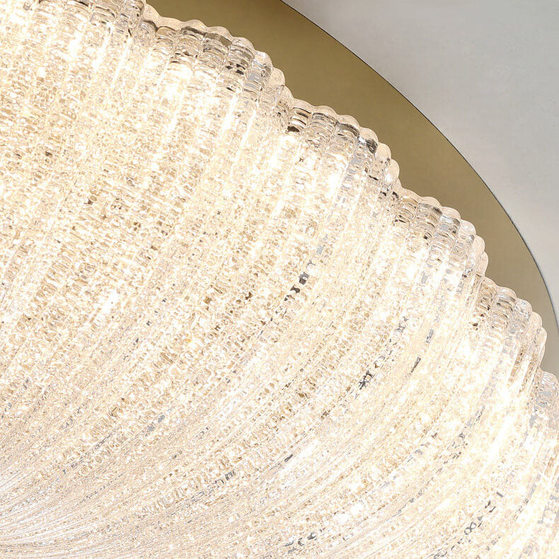 Modern Luxury Stainless Steel Glass Copper Round LED Semi-flush Mount Ceiling Light