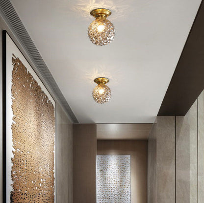 Modern Light Luxury Star Textured Glass Orb 1-light Semi-flush Mount Ceiling Light