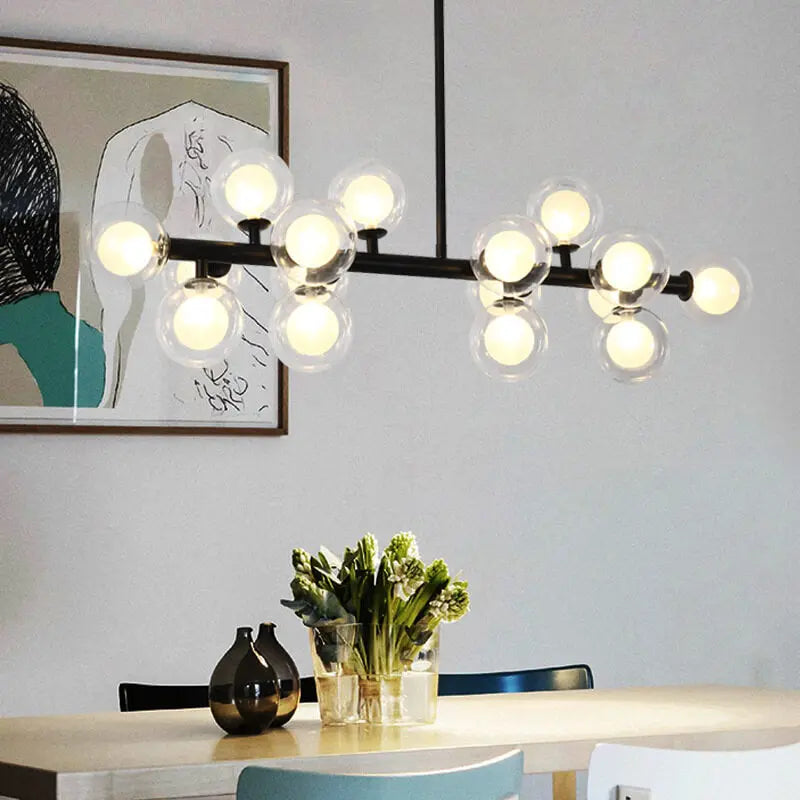 Nordic Light Luxury Magic Bean Glass Ball 16-light Island Light Chandelier Lumendat