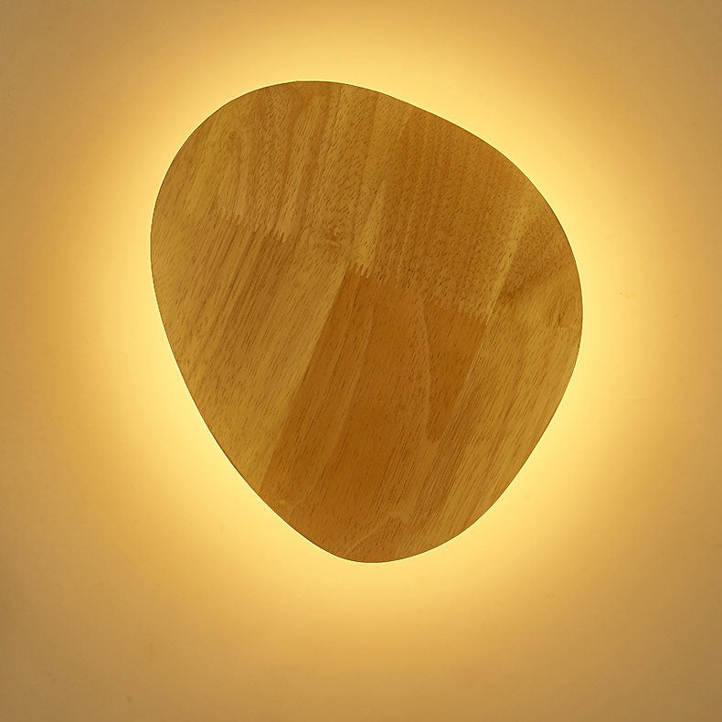 Modern Minimalist Round Irregular Oval Wood LED Wall Sconce Lamp For Living Room Lumendat