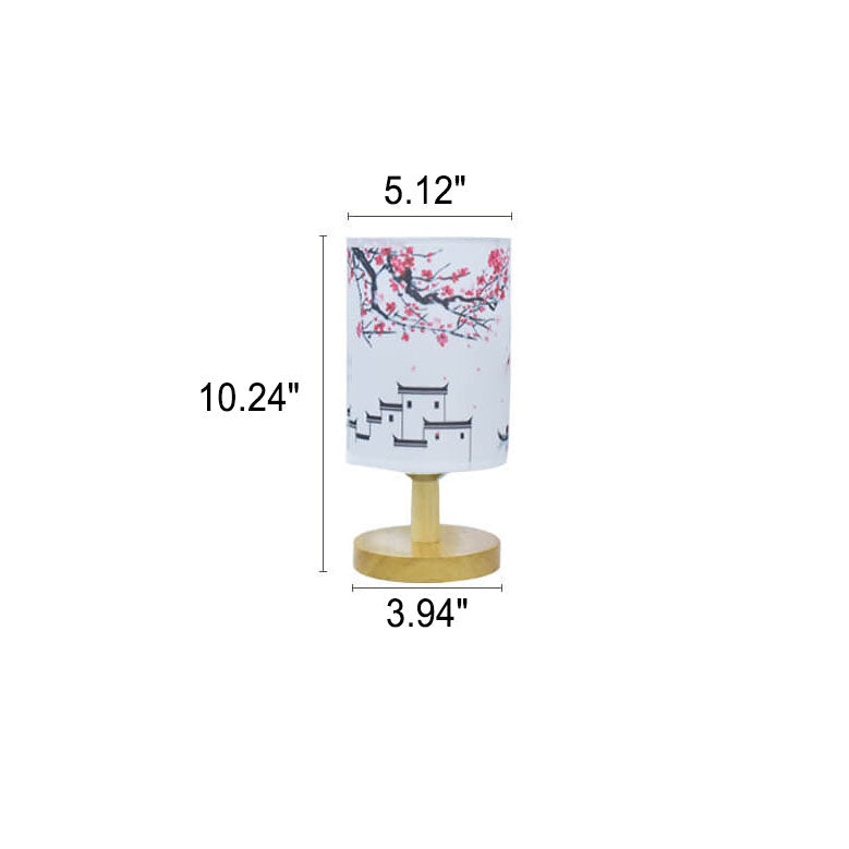 Modern Minimalist Fabric Column Landscape Wood LED Table Lamp Lumendat