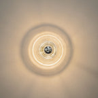 Modern Art Deco Wave Pattern Round Glass 1-Light Wall Sconce Lamp For Bedroom Lumendat