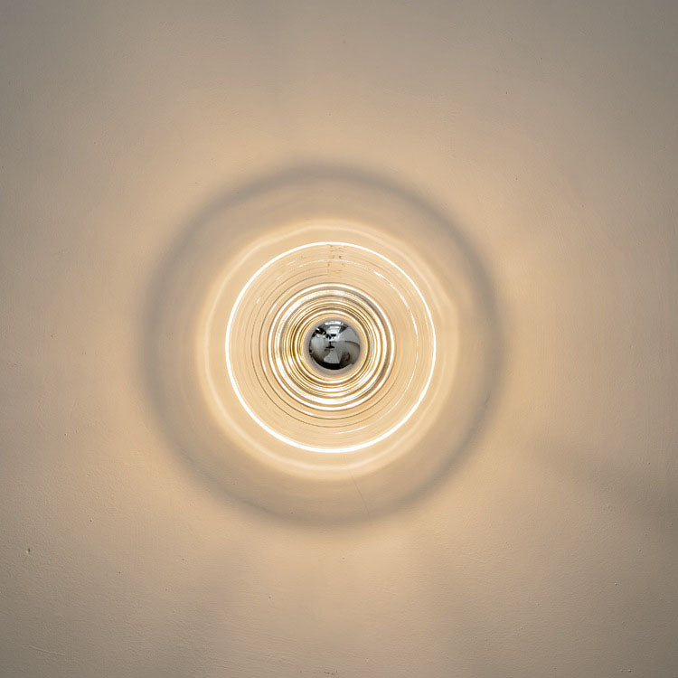 Modern Art Deco Wave Pattern Round Glass 1-Light Wall Sconce Lamp For Bedroom Lumendat
