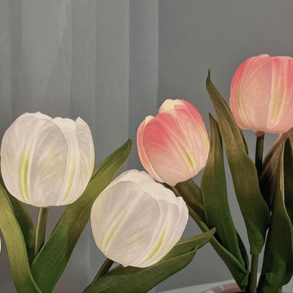 Tulip Simulation Bouquet Ceramic Flower Pot LED Night Light Table Lamp Lumendat