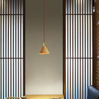 Modern Minimalist Solid Wood Cone Copper 1-light Pendant Light for Living Room BulbSquare