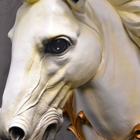 Modern Eclectic Resin Horse Head Decor Crystal Round Shade 1-Light Wall Sconce Lamp For Living Room Lumendat
