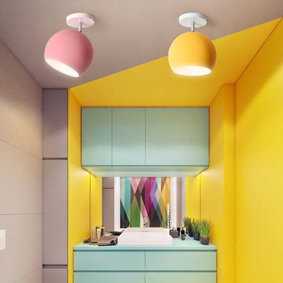 Nordic Macaron Dome 1-light Semi-flush Mount Ceiling Light