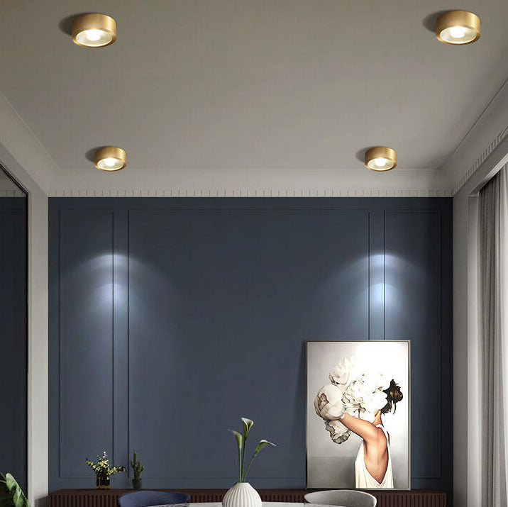 Nordic Light Luxury All Copper Ultra-thin LED Flush Mount Light BulbSquare