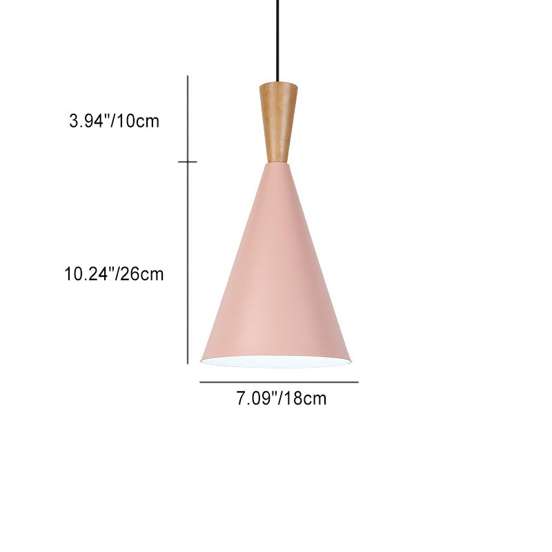 Contemporary Scandinavian Cone Round Aluminum 1-light Pendant Light for Bedroom BulbSquare
