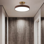 Japanese Wabi-sabi Minimalist Wood Grain Round LED Semi-flush Mount Light BulbSquare