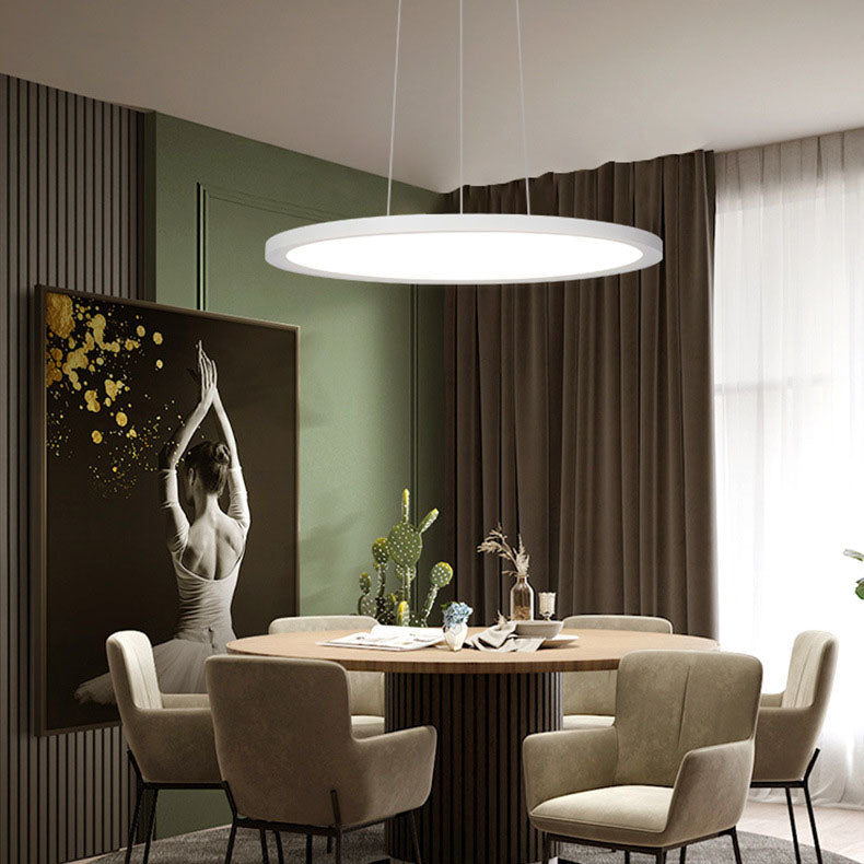 Modern Minimalist Aluminum Round Shape LED Pendant Light for Dining Room BulbSquare
