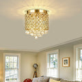 Modern Luxury Round Iron Crystal 2-Light Flush Mount Ceiling Light For Living Room