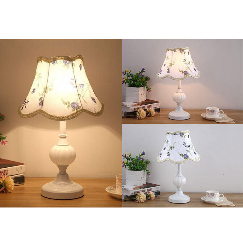 Nordic Vintage Floral Glass Fabric 1-Light Table Lamp Lumendat