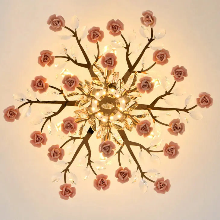 Modern Luxury Rose Iron Ceramic Crystal 6/7/8 Light Chandelier Lumendat