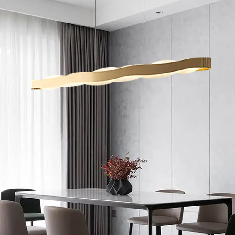 Modern Luxury Stainless Steel Long Bar Acrylic LED Chandelier BulbSquare