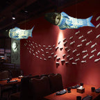 Traditional Chinese Koi Fish Iron Pvc Fabric 2/4 Light Chandelier for Dining Room Lumendat