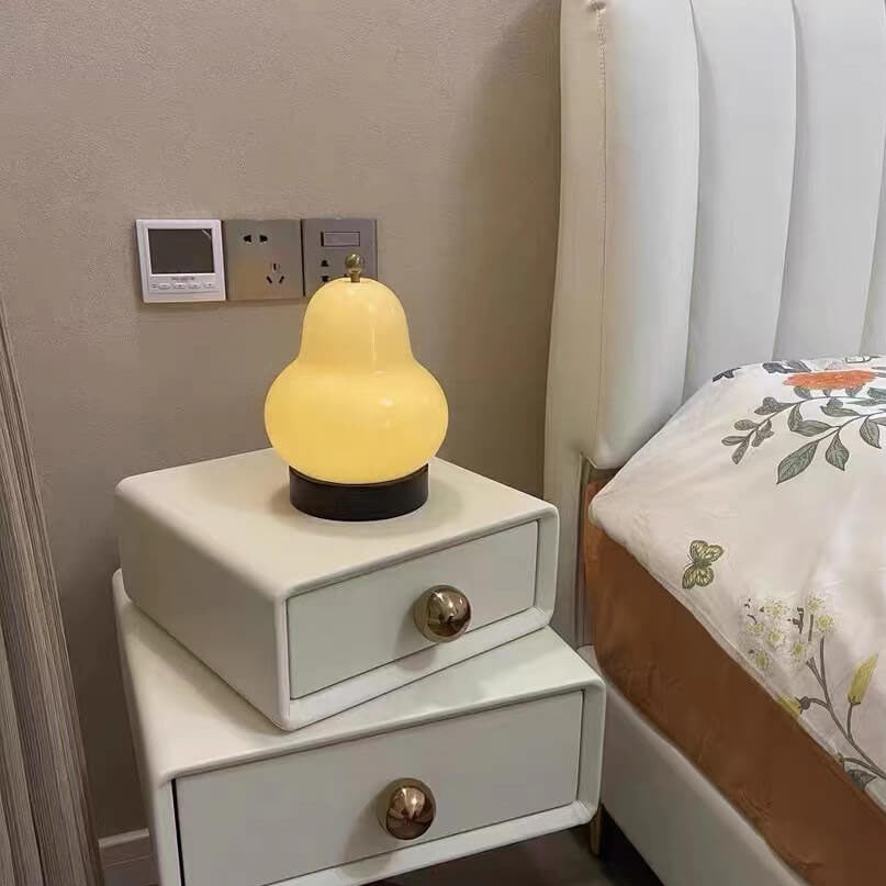 Traditional French Cream Pear Shape LED Rechargeable Touch Table Lamp For Bedroom Lumendat