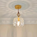 Modern Art Deco Brass Checkered Glass Shade Crystal Beads 1-light Pendant Light for Living Room