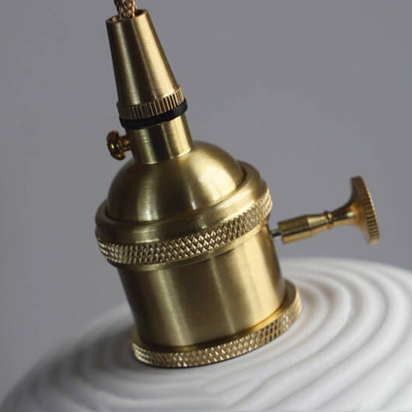Nordic Japanese Ceramic Brass Oval 1-light Pendant Light BulbSquare