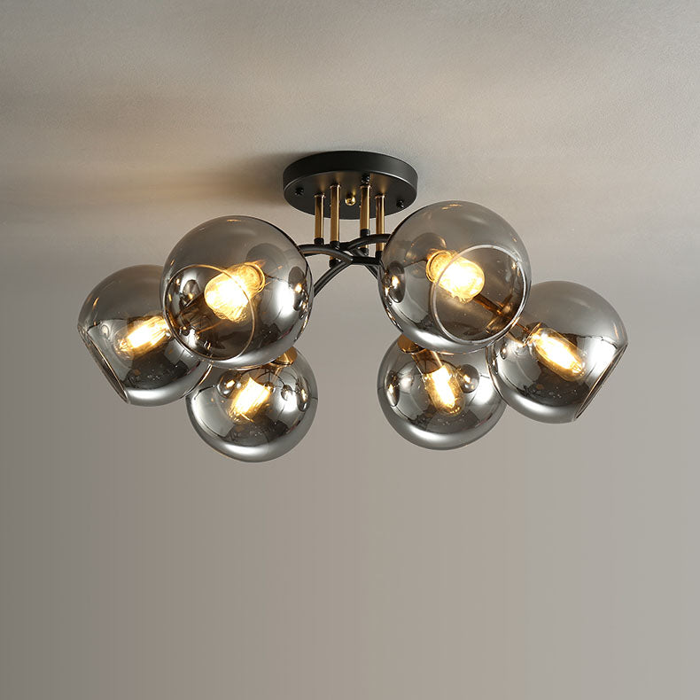 Modern Light Luxury Glass Magic Bean Round 4/6/8 Light Semi-Flush Mount Ceiling Light Lumendat