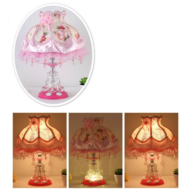 European Style Wedding Fabric Glass 1-Light Table Lamp Lumendat