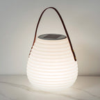 Modern Minimalist Solar Waterproof Leather PE Cylinder Striped Lantern Portable LED Landscape Lighting Outdoor Light For Outdoor Patio Lumendat