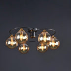 Modern Mid-Century Iron Frame Magic Bean Glass Shade 4/6-Light Semi-Flush Mount Ceiling Light For Living Room Lumendat
