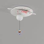 Lumendat Contemporary Creative Iron Acrylic Rocket Astronaut LED Kids Flush Mount Ceiling Light For Bedroom Lumendat