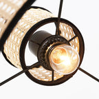 Japanese Minimalist Round Plum Pvc Rattan 1-light Pendant Light