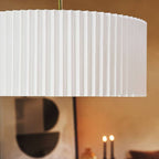 Contemporary Scandinavian Pleated PVC Fabric Hardware Drum Cone 1-Light Pendant Light for Living Room Lumendat