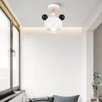 Contemporary Scandinavian Macaron Round Iron Rotatable 1-light Semi-flush Mount Ceiling Light for Living Room