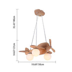 Lumendat Contemporary Creative Wooden Propeller Plane 3-Light Kids Chandelier For Living Room Lumendat