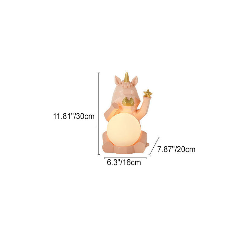 Lumendat Contemporary Creative Resin Unicorn Glass Shade 1-Light Kids Table Lamp For Bedroom Lumendat