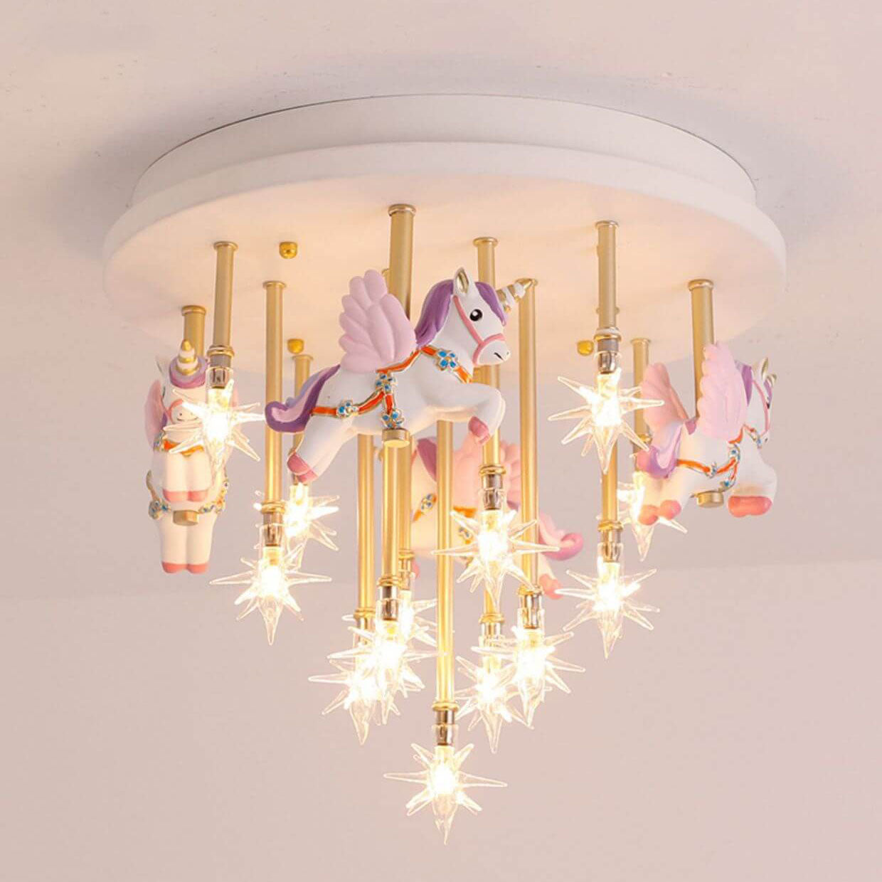 Lumendat Modern Children's Pegasus Hardware Resin Glass 13-Light Flush Mount Ceiling Light Lumendat