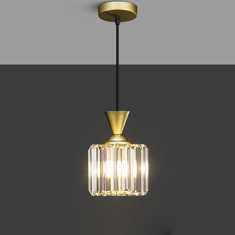 Contemporary Luxury Radiant Prismatic Clear Crystal Shade 1-light Pendant Light for Living Room