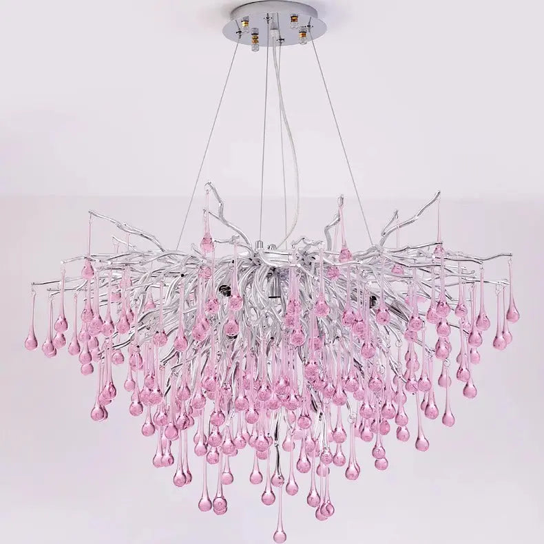 Modern Luxury Crystal Glass Aluminum Branch Water Drop 6/8/10/14 Chandeliers for Dining Room Lumendat