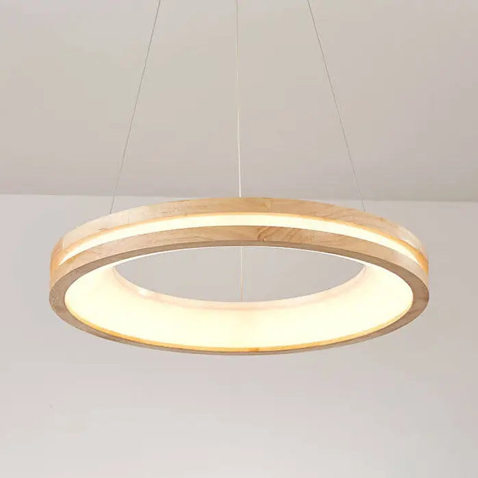 Japanese Minimalist Log Circle Island Light LED Chandelier – Dimmable Lumendat