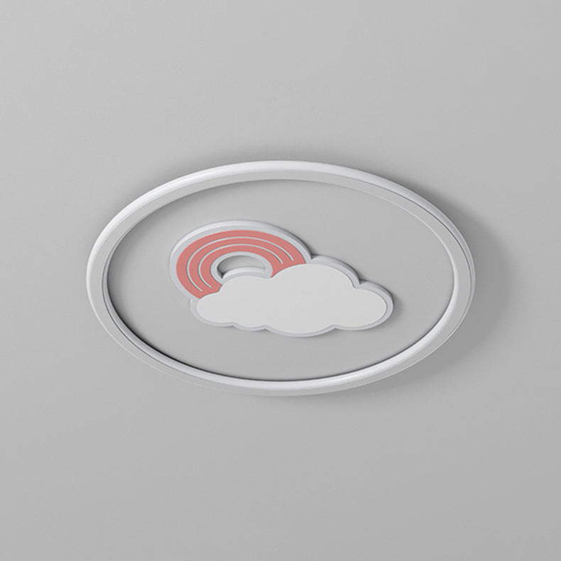 Contemporary Creative Cartoon Cloud Rainbow Acrylic LED Flush Mount Ceiling Light for Living Room