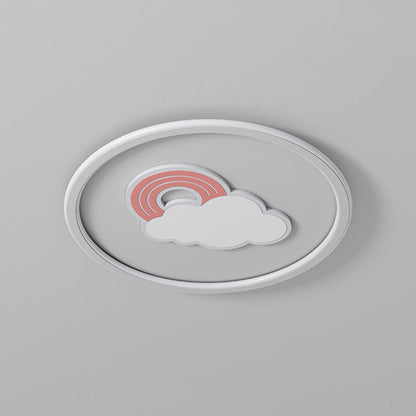 Contemporary Creative Cartoon Cloud Rainbow Acrylic LED Flush Mount Ceiling Light for Living Room