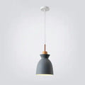 Contemporary Nordic Oak Wood Iron Bell Cone Dome 1-light Pendant Light for Living Room Lumendat