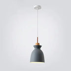 Contemporary Nordic Oak Wood Iron Bell Cone Dome 1-light Pendant Light for Living Room Lumendat