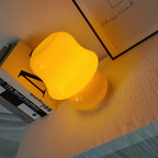French Cream Handmade Glass Mushroom 1-Light Table Lamp Lumendat