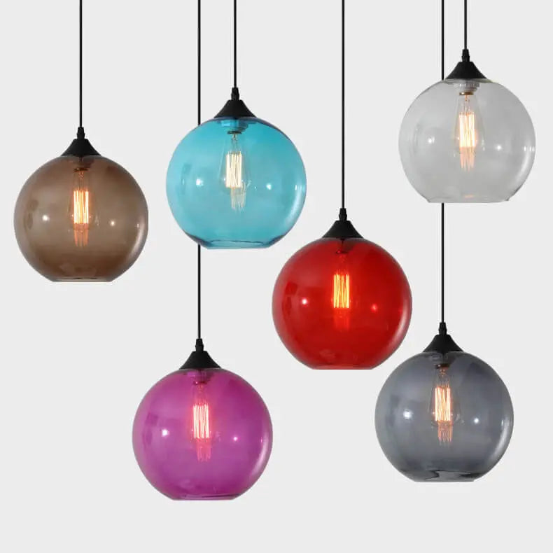 Nordic Minimalist Stained Round Glass 1-light Pendant Light Lumendat