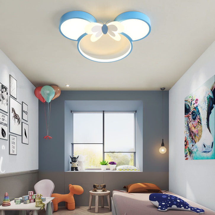 Lumendat Modern Creative Minimalist Wrought Iron Cartoon Mouse LED Flush Mount Ceiling Light Lumendat