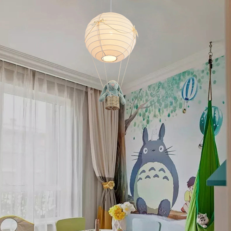 Lumendat Contemporary Creative Kids Hot Air Balloon Weaving Iron Fabric 1-Light Chandelier For Bedroom Lumendat