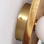 Traditional Japanese Irregular Oval Plate Wood Glass LED Wall Sconce Lamp For Bedroom Lumendat