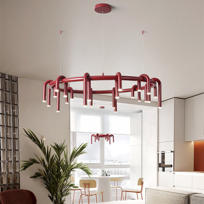 Modern Mid-century Iron Geometric Line Combination LED Chandelier for Living Room
