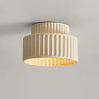 Contemporary Nordic Cream Style Hand Sculpted Stripes Resin Round 1-Light Flush Mount Ceiling Light For Entryway Lumendat