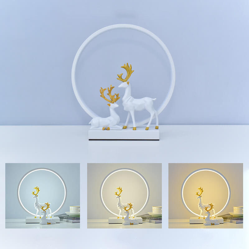 Nordic Creative Circle Deer USB LED Night Light Table Lamp Lumendat