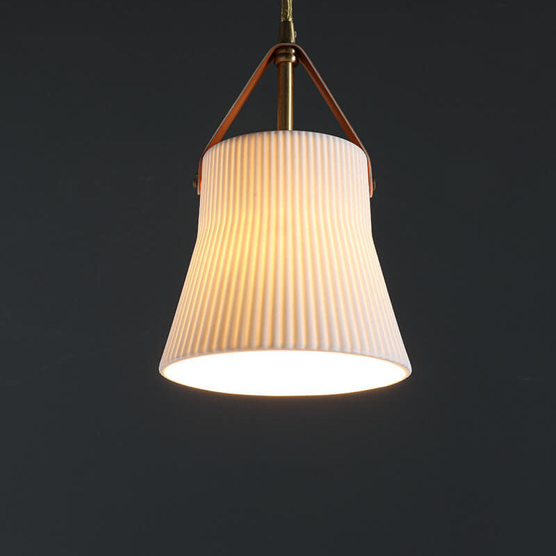 Japanese Light Luxury Ceramic Copper Round Mouth 1-light Pendant Light